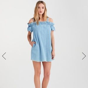 7FAM Denim chambray off the shoulder dress